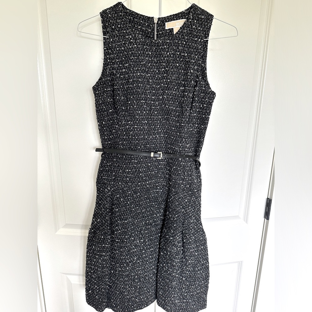 MICHAEL KORS belted wool blend dress